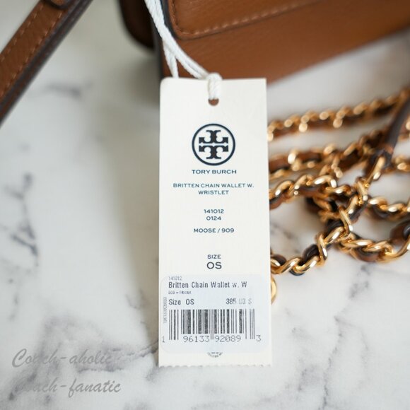 NWT Tory Burch Britten Chain Wallet with Wristlet Leather Crossbody in Moose - Picture 3 of 12